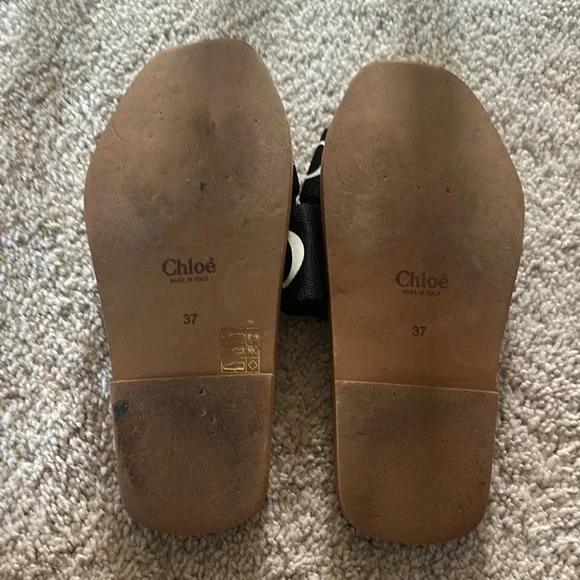 Chloe Black and Tan Slide Sandals - Picture 3 of 8